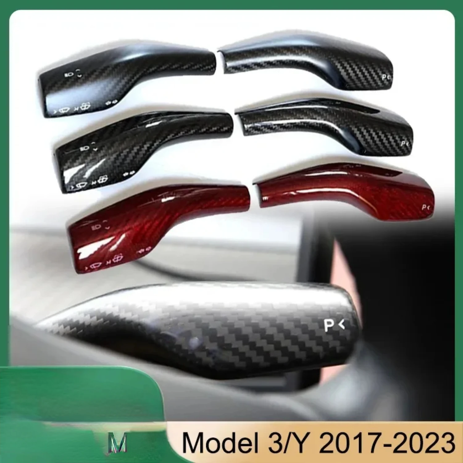 

Column Shift Cover For Model 3/Y 2023 2022 Real Carbon Fiber 2pcs Protective Pick Cover Decorative Stickers Car Accessorie