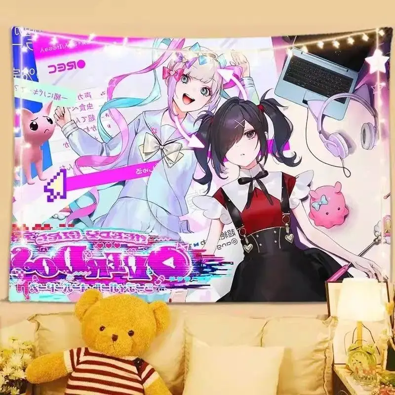 Needy Streamer Overload Ame-chan Anime Tapestry, 2D Wall Hanging Background Cloth, Aesthetic Room Decor for Student Bedroom Dorm