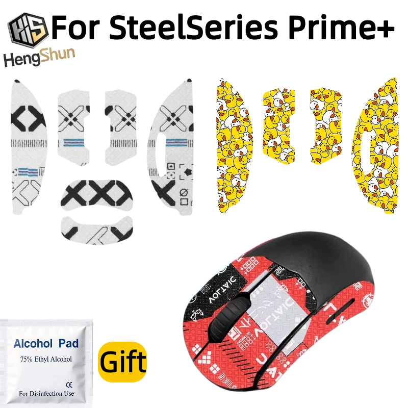 For SteelSeries Prime+ Gaming Mouse Grip Tape Pre-Cut Anti Slip Sweat Resistant PTFE Feet Skates Alcohol Pad Gift