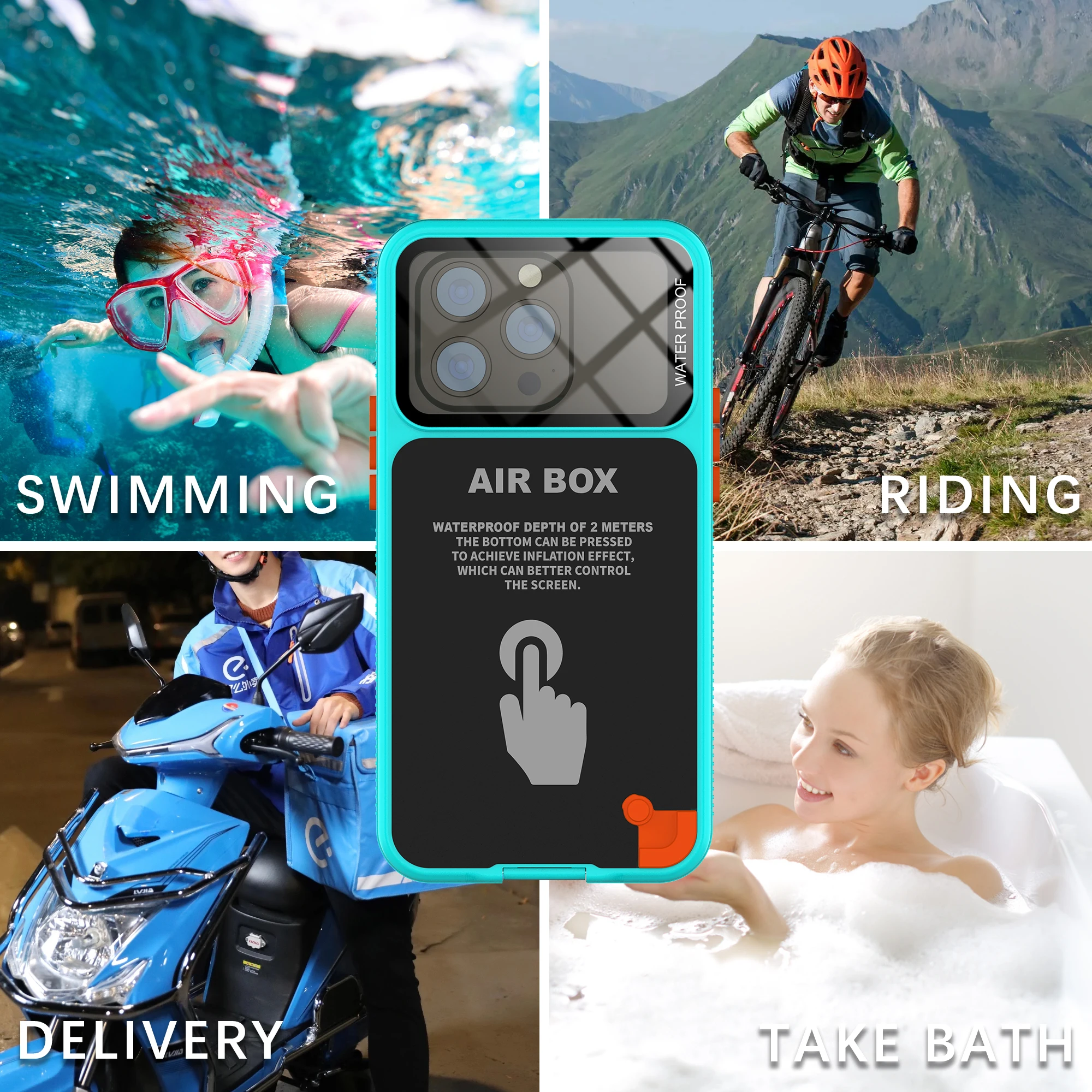 Shellbox Fashion Window Photography Underwater Touch Screen Suitable for iPhone 12 Pro 13 14 15 Max IP68 Waterproof Phone Case