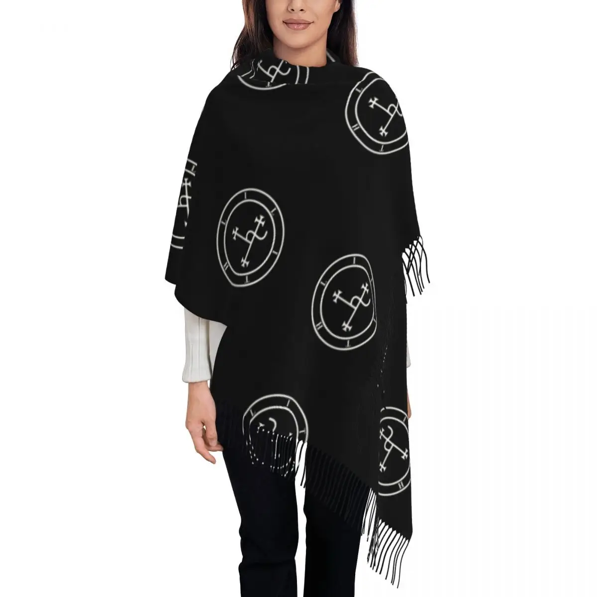 

Sigil Of Lilith Scarf Tassel Scarves Women Soft Warm Shawls and Wraps Large Fall Winter Shawl Wrap