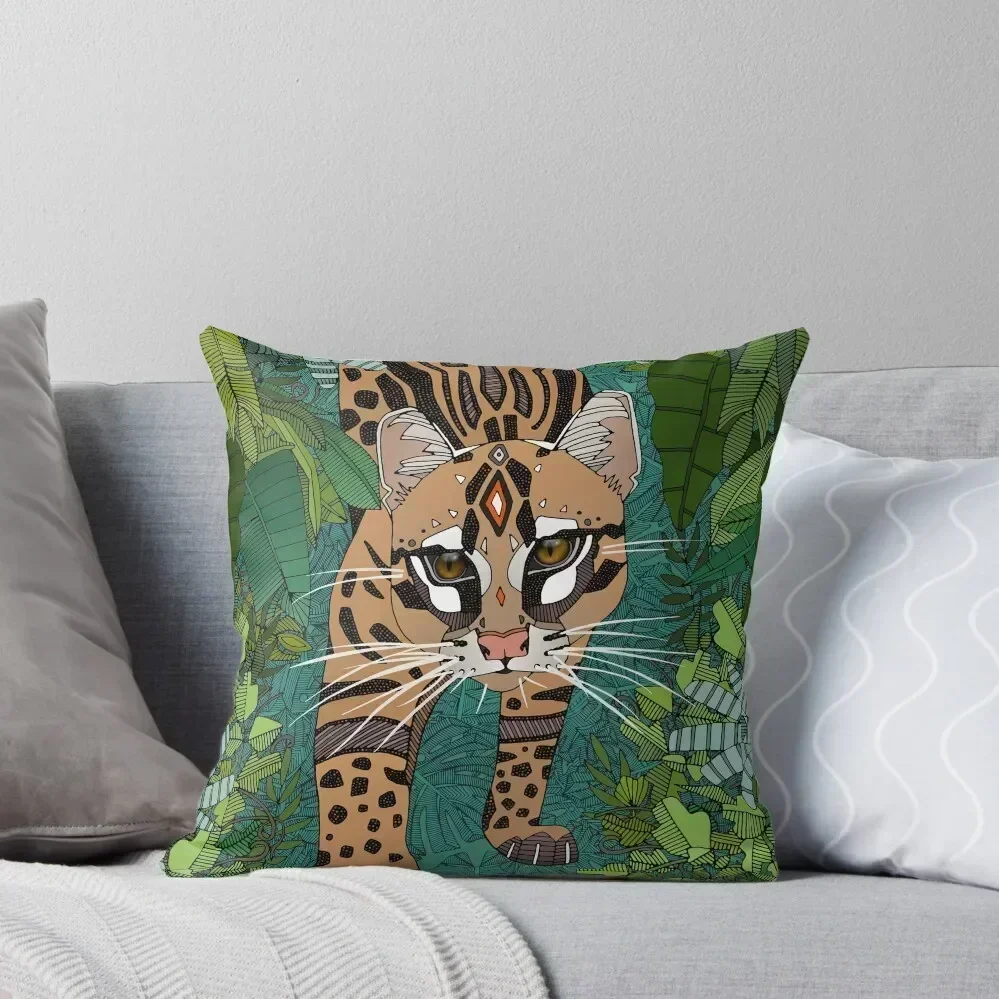 ocelot jungle green Throw Pillow pillowcases for sofa cushions Decorative Sofa Cushions pillow