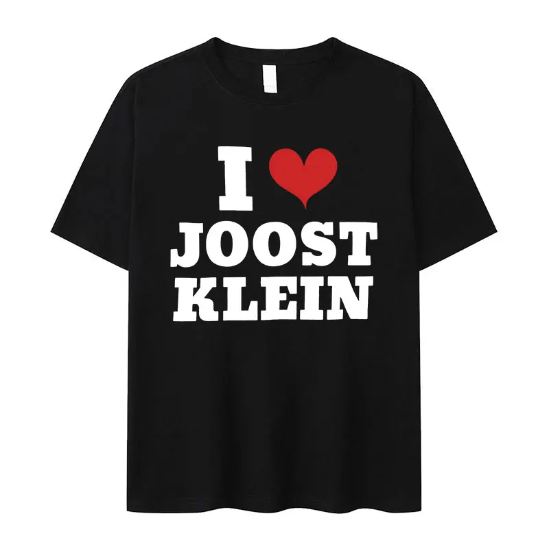

Футболка с принтом «I Love Joost Klein Eurovision», модные мужские и женские футболки с круглым вырезом, высококачественные повседневные футболки из 100% хлопка, футболка оверсайз
