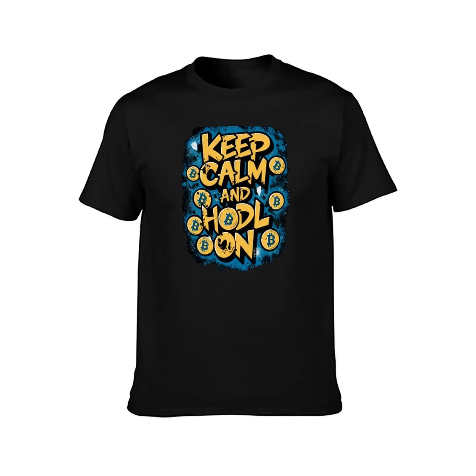 Keep Calm and Hodl On Bitcoin Success Crypto Wealth T-Shirt, Summer Casual Cotton Tee, Oversized Streetwear Tops, 100% Cotton