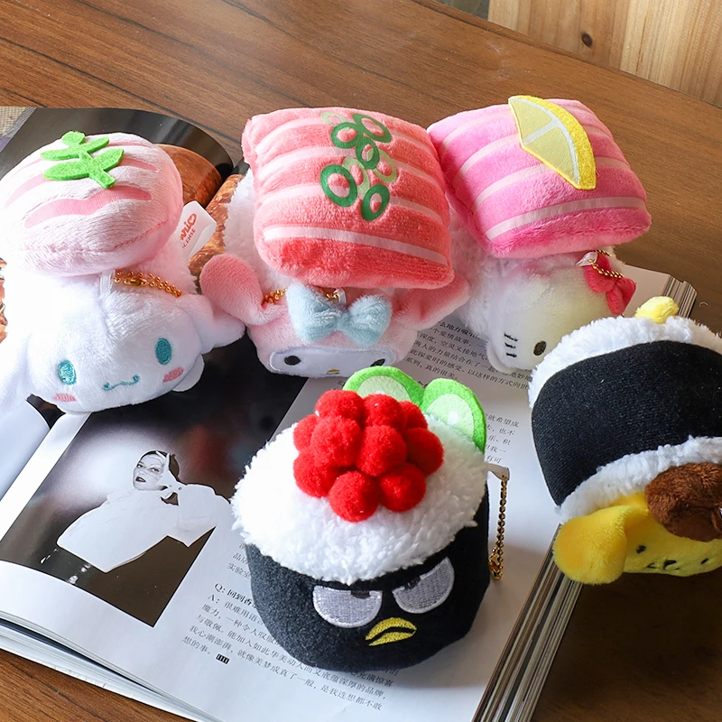 

Sanrio Sushi-Themed Cinnamoroll плюшевая очаровательная плюшевая фигурка милый помпон школьная сумка орнамент моя мелодия кукла игрушка в подарок