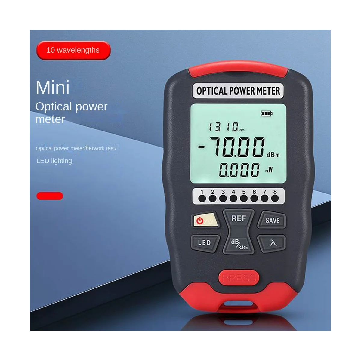 Optical Fiber Power Meter Fiber Visual Fault Locator 10 Wavelengths Sensitive Chip Accurate Measurement for Wiring D7