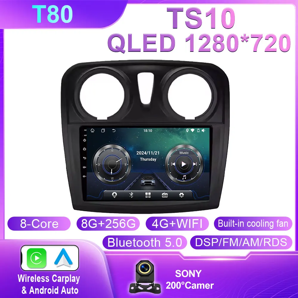 Android 14 Carplay Auto Voor Renault Logan 2 Sandero 2 2012-2016 2017 2018 2019 Autoradio Multimedia Speler stereo GPS WIFI DPS
