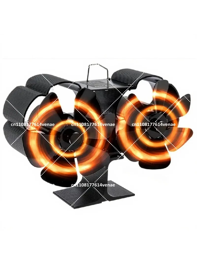 

Dual Motor Heat Powered Fireplace Fan with Magnetic Thermometer for Wood Burning Stove