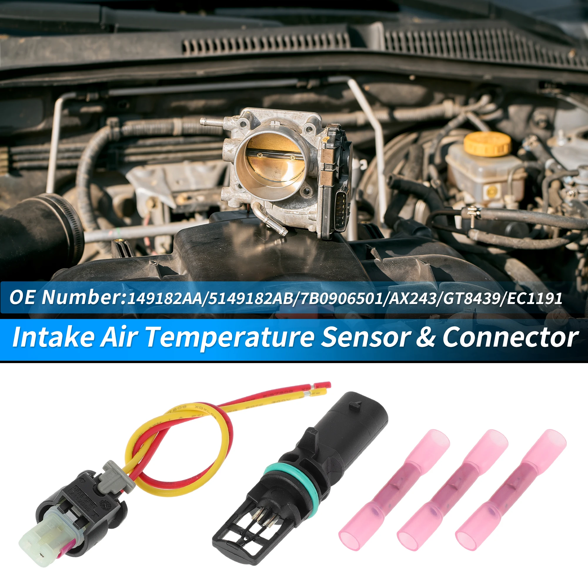 UXCELL Intake Air Temperature Sensor Connector Kit for CHRYSLER for DODGE for Jeep No.149182AA