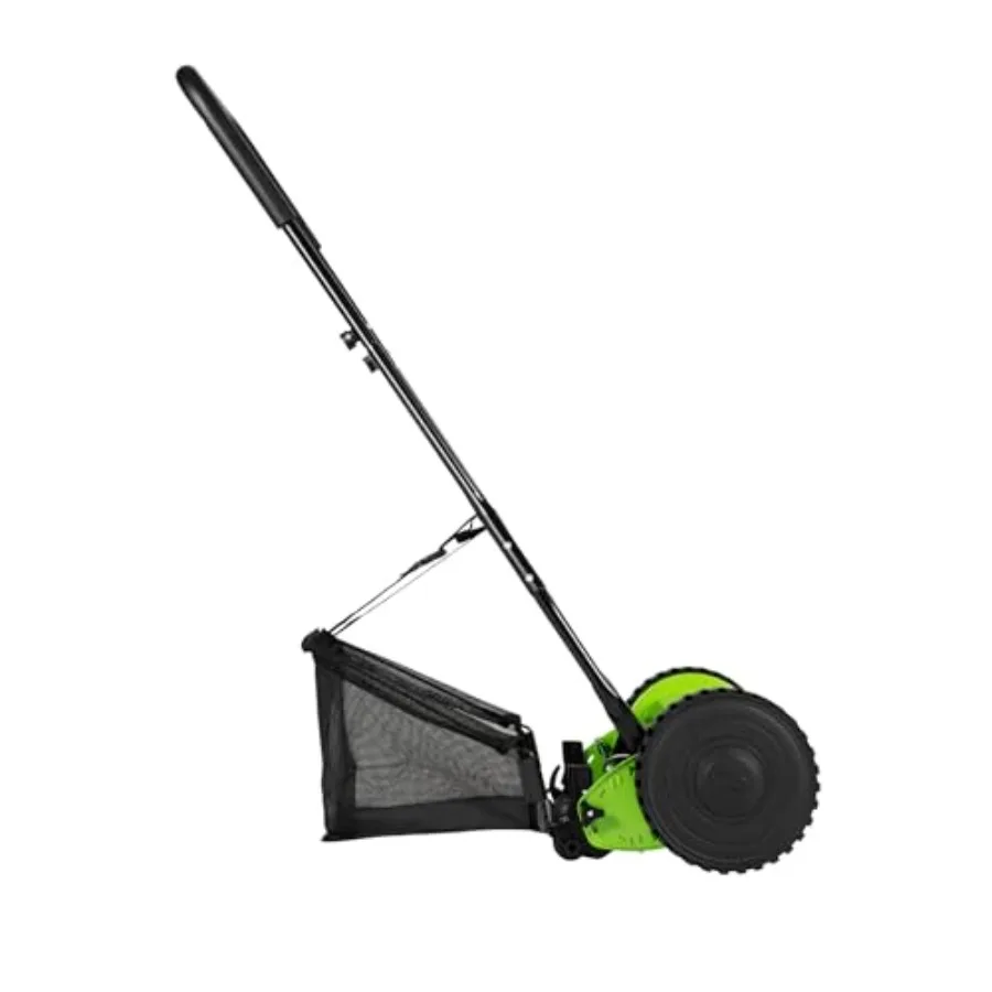 

Manual Lawn Mower 12-Inch 5-Blade Adjustable Height Push Walk Behind Reel Lawn Mower with 23L Removable Grass Catcher for Garde
