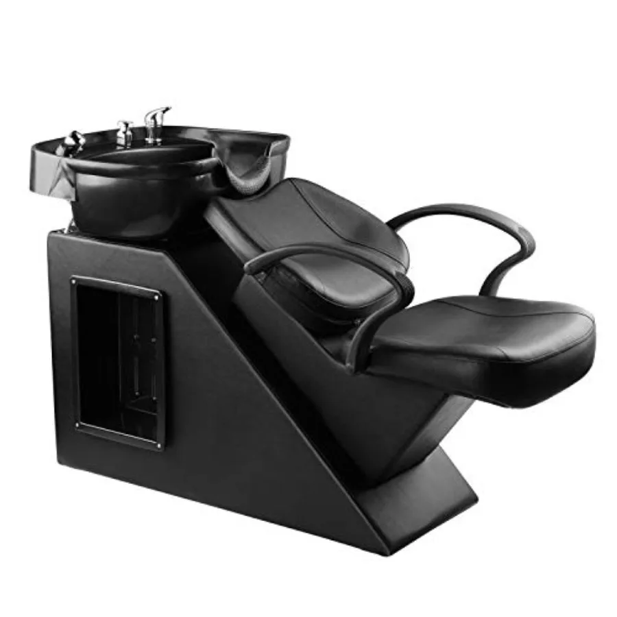 

Shampoo Barber Backwash Chair for Spa Beauty Salon, ABS Plastic Shampoo Bowl Sink Chair Black with Ergonomic Design and Adjusta