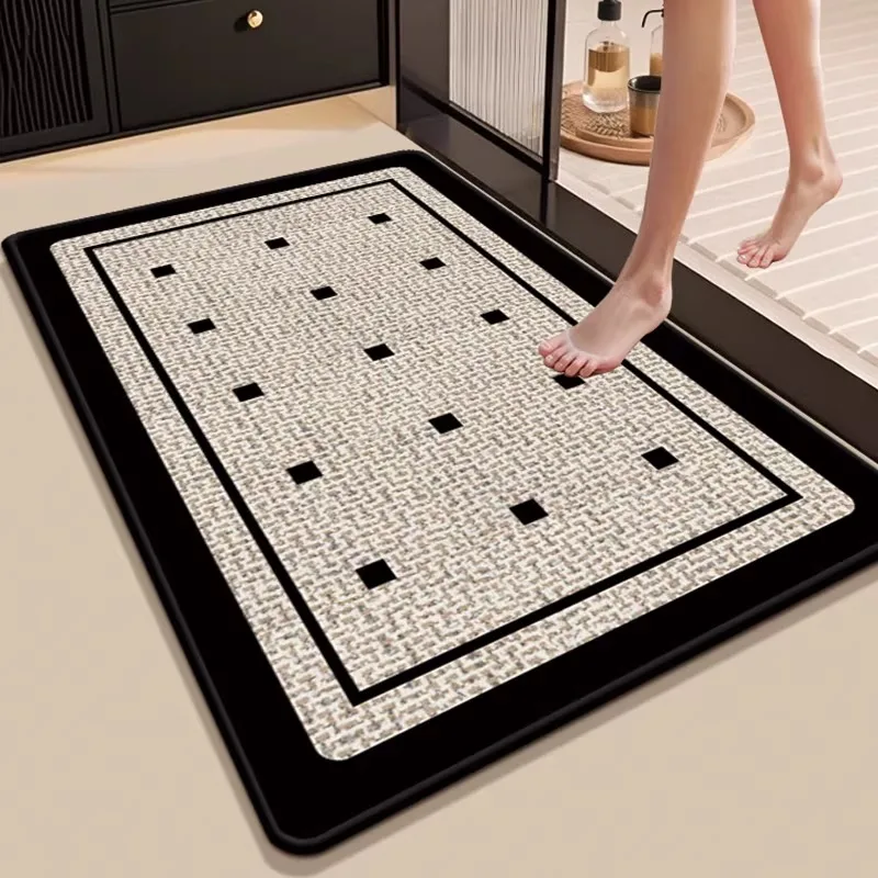 Absorbent Bathroom Floor Mats Non-slip Quick-drying Rug Black Cat Minimalist Carpet Diatom Mud Toilet Door Mat Home Decor Rugs