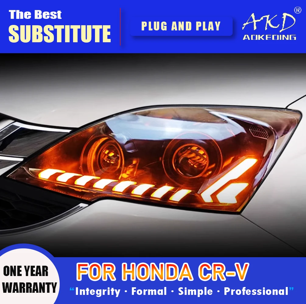 AKD Head Lamp for Honda CR-V LED Headlight 2007-2011 Headlights CRV DRL Turn Signal High Beam Angel Eye Projector Lens