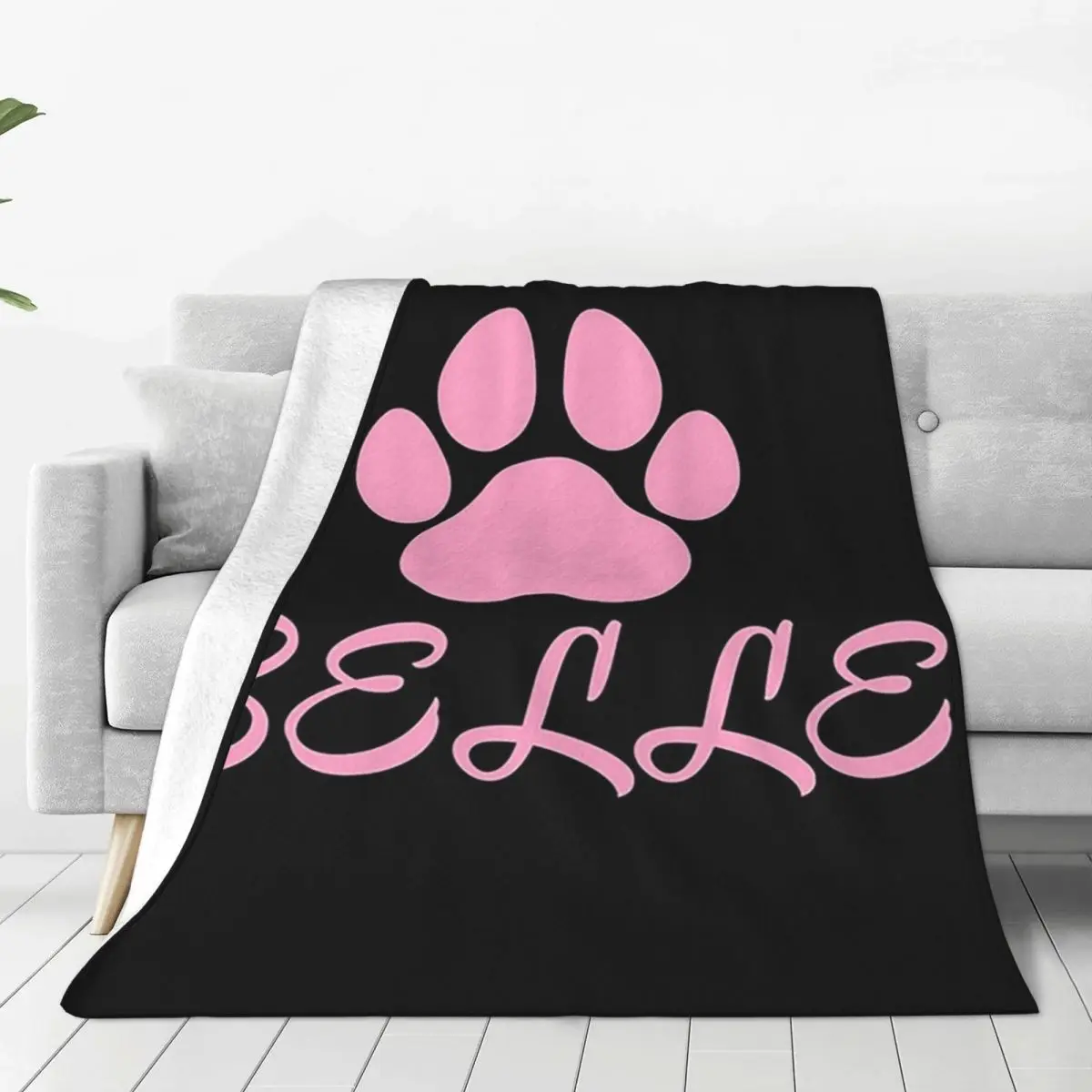 

Pink Dog Name Belle Blanket Fleece Warm Sofa Throw Blankets For Couch Bedding Travel Throws Bedspread Quilt