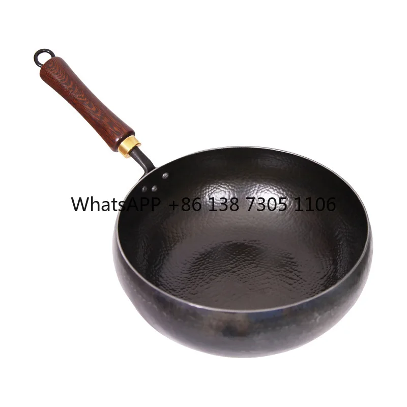 

Handmade big belly pot Internet celebrity non-stick iron wok stew, hand forged shark scale chicken wing wood big belly pot