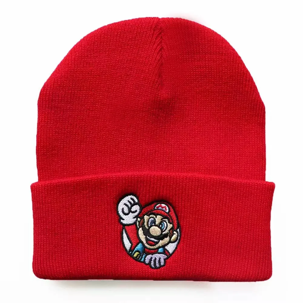 

Bandai Super Mario letter embroidered hip-hop wool hat for both men and women, warm and knitted hat for keeping warm