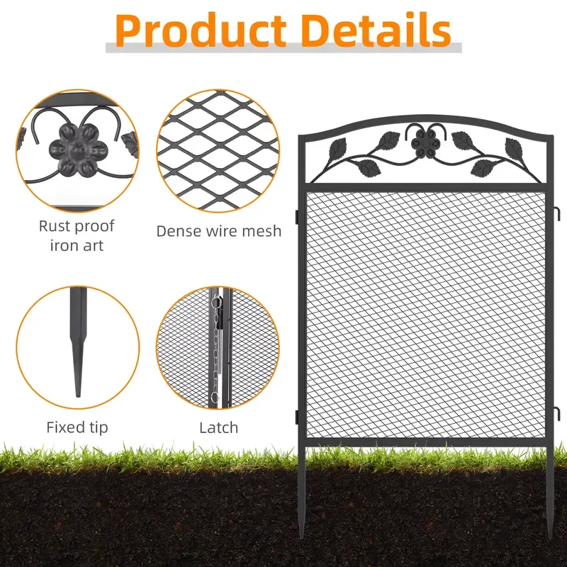 5 Pack Metal Black Garden Fence Heavy Rustproof Animal Pet Barrier Outdoor