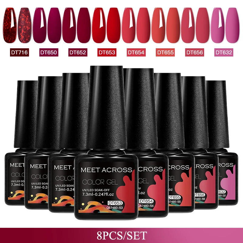 8 stuks gel nagellak set alle seizoenen doe-het-zelf nail art manicure ontwerp semi-permanente schildergel voor nagels losweken uv led vernis