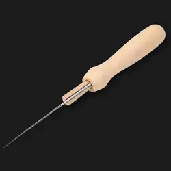 Solid Wood Handle Poke Needle Needles Awl Craft Sewing Tool With Fine Needle For DIY Hand Tool Wool Poke Stitch