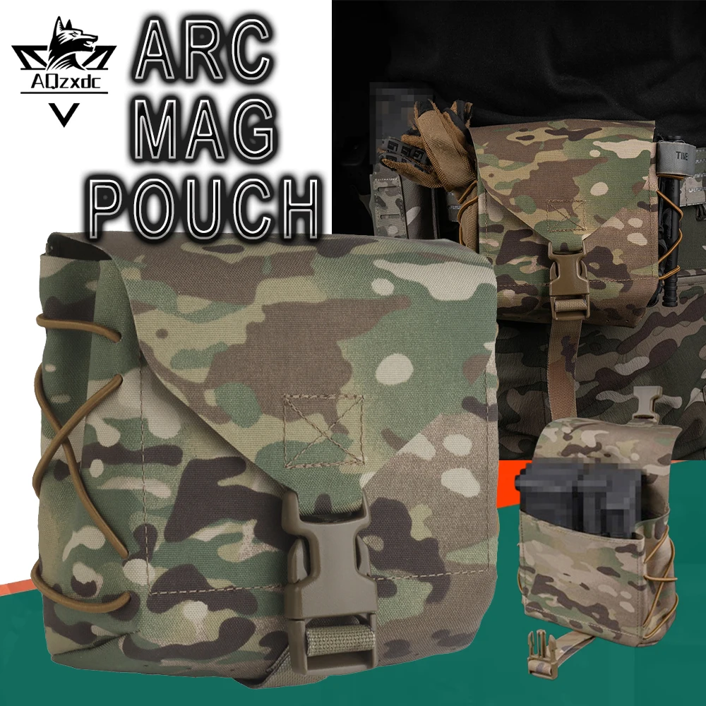 

Tactical ARC Mag Pouch Pack MOLLE Airsoft Large-Capacity Quick Release Storage Bag with Elastic Cord for Field Hunting Shooting