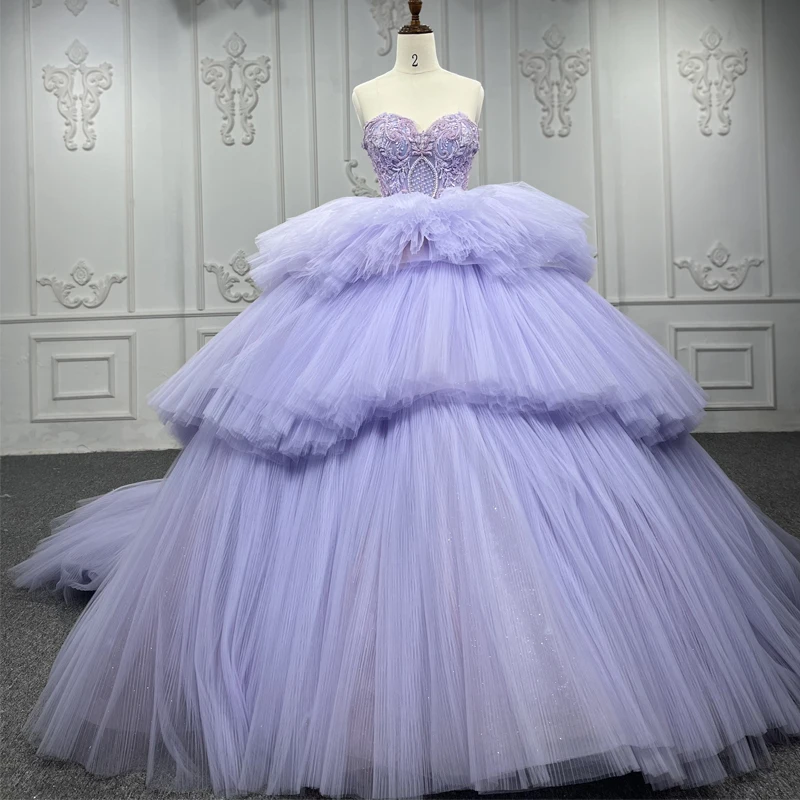 فستان Quinceanera الدولي كريستال متعب الحبيب Straless الكرة الأرجواني فستان سهرة DY9906 رداء سهرة أنيقة