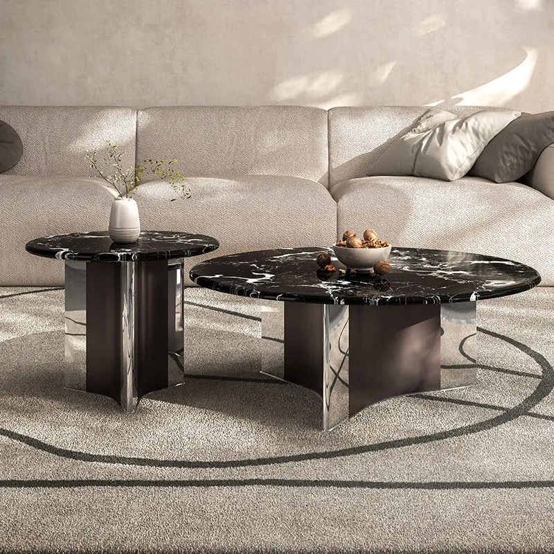 

Round Black Coffee Tables Marble Living Room Premium Italian Coffee Tables Modern Luxury Mesa De Centro De Sala Furnitures