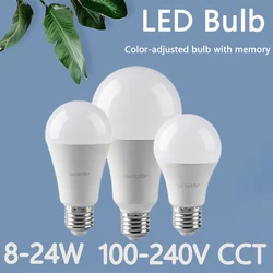 Lâmpada LED Inteligente com Memória, Novo Estilo, 3 Ajustado a Cores, Alta Eficiência de Luz, 1-10 Unidades, 8W-24W, AC 100-240V, B22 E27, Sem Cintilação