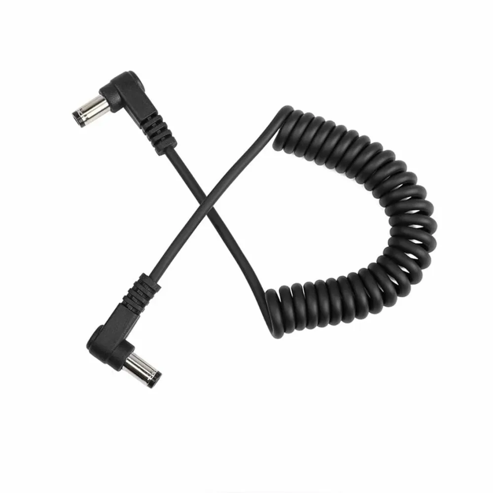 DC Power Extension Cable Spring Coil Design 5.5mm x 2.5mm Male to Male Retractable Cable for LED Light Strips, CCTV Camera