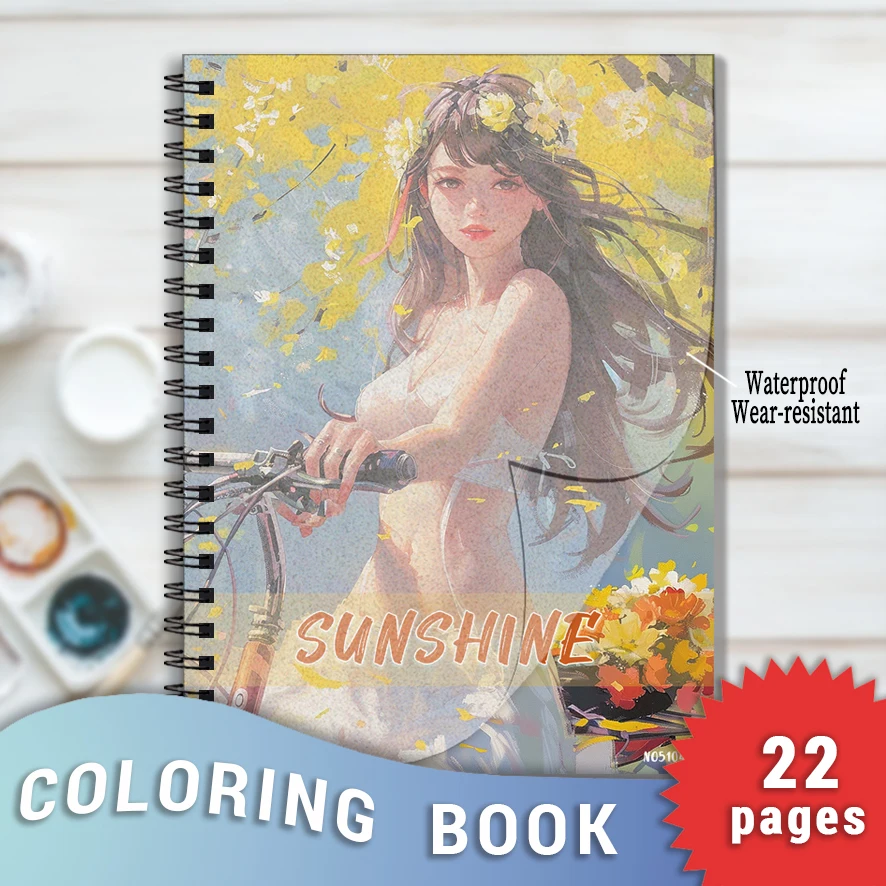 Sunshine Girl Creative Stress Relief Adult Coloring Book - 8.3 x 11.2 inches 22 pages - Office Stress Relief, Concentration Trai