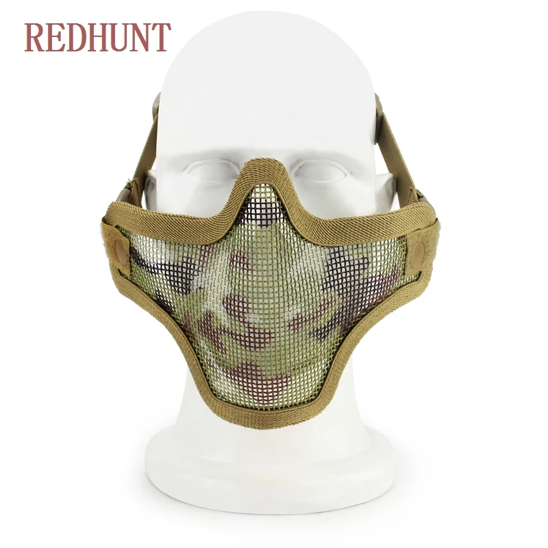 Upgraded Steel Metal Mesh Mask Tactical Hunting Paintball Half Face Skull Mask Military  Shooting Helmet Facial Protecti