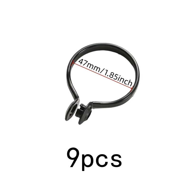 9 pcs 47mm Snap-On Shower Rings, Easy Open Close Design, Easy Curtain Changing Bathroom Sheer Curtain, Black Durable, Black