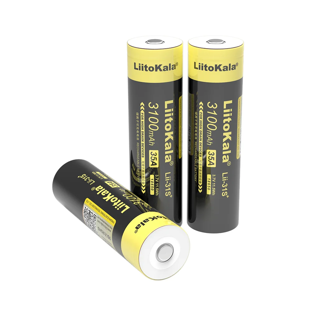 New LiitoKala Lii-31S 18650 Battery 3.7V/4.2V Li-ion 3100mA 35A Power battery For high drain devices+DIY Pointed