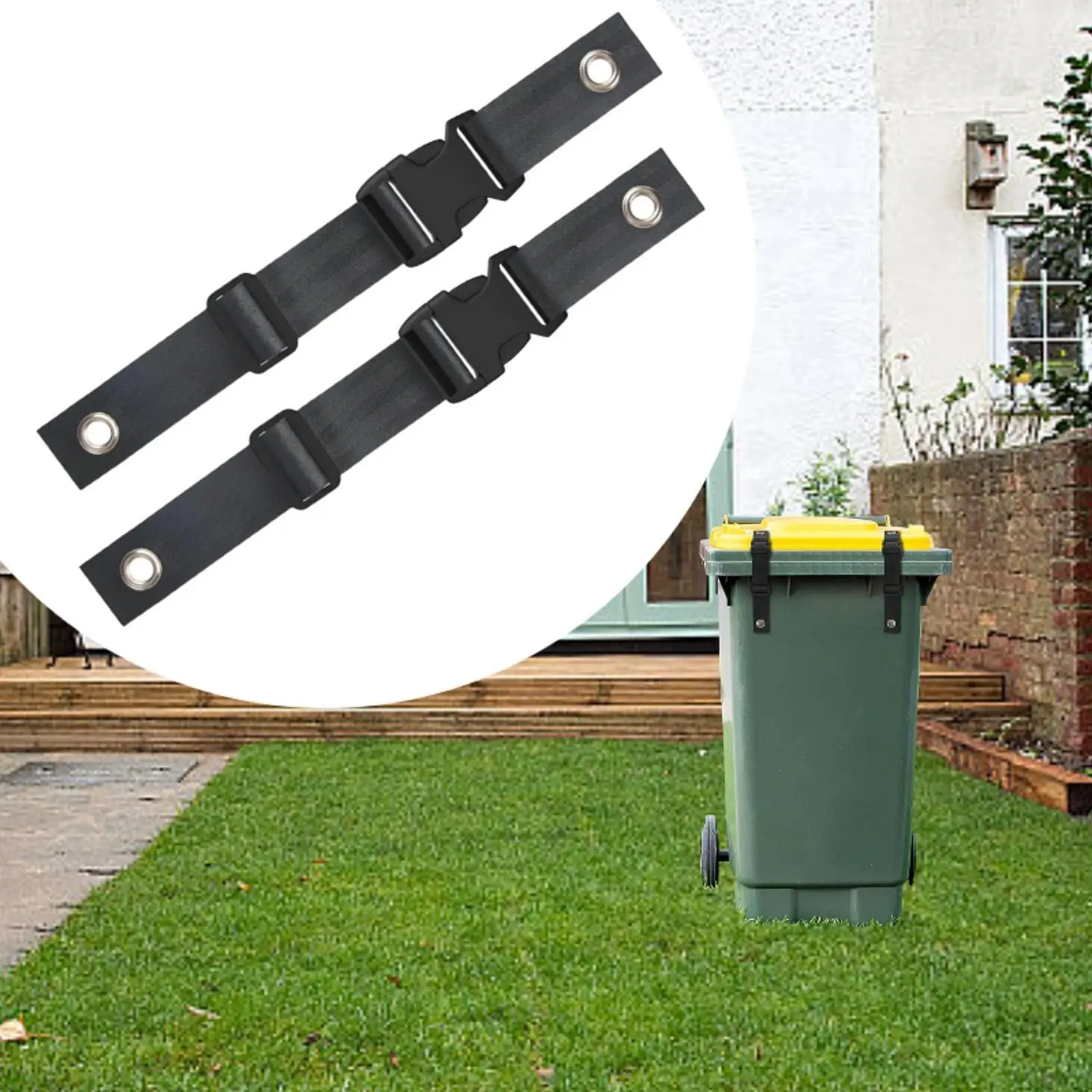2x Trash Can Lid Locks Straps for Animals Adjustable Kitchen Trash Bin Locks