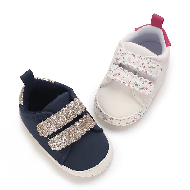 Weiße Prinzessinnenschuhe mit Blumenmuster, lässige Lauflernschuhe für Babys und Kleinkinder von 0-18 Monaten – Detail 2