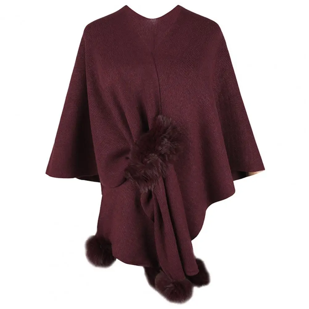 Popular Women Knitted Shawl  Solid Color Female Women Cloak Sweater  Relaxed Fit Irregular Cape Coat Poncho