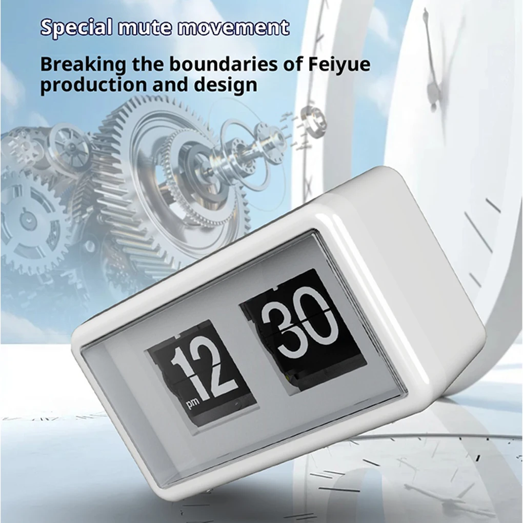 Trendy Desk Clock With Transparent Front Auto Flip For Quick Time Checks Auto Flip Alarm Clock Time Desk