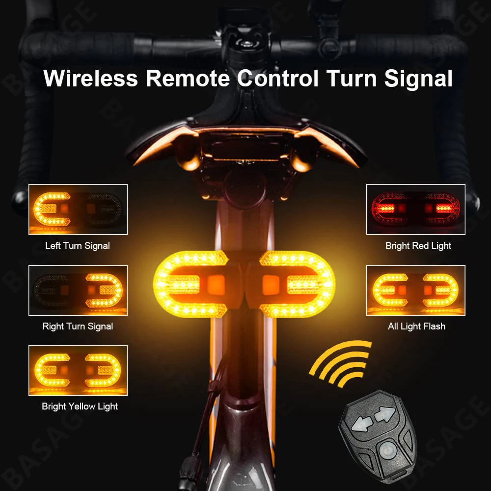 Remote Controlled Bicycle Turn Signal Warning Light Usb Rechargeable Mountain Waterproof Night Riding Tail Light Source