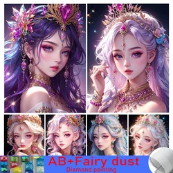 Diy 5D Full 120 colors AB Fairy Dust Diamond Painting Beautiful Girl Mosaic Arts Rhinestone Embroidery Sale Picture Wall Decor