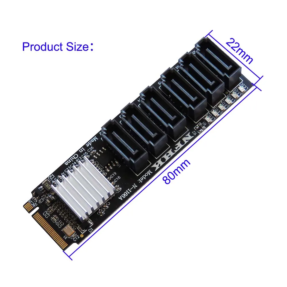 M.2 NVME PCI-E PCIE X4 X8 X16 a 6 puertos 3,0 SATA tarjeta adaptadora Riser III ASM1166 6 GB/S chasis servidor PC expansión de ordenador