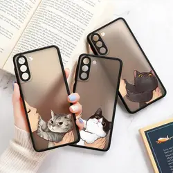 Cat Refuse to kiss Matte Clear Coque For Samsung S23 5G Case Galaxy S20 S21 FE S22 S24 Ultra S10 Lite S9 Plus Cute Silicon Cover