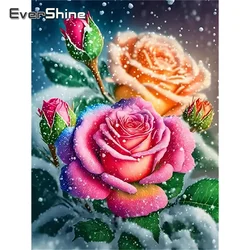 Evershine Diamond Embroidery Rose Flower Picture Of Rhinestones Diamond Painting Winter DIY Handmade Hobby
