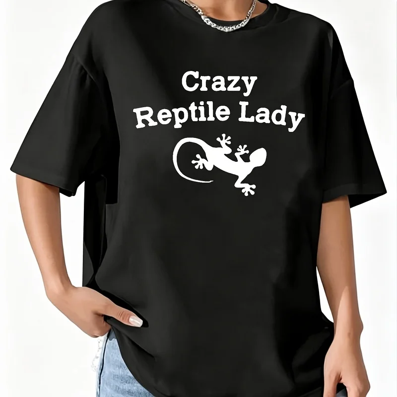 Lizard Owner Women's 100% Cotton T-Shirt Fun Print Short Sleeve Top Casual Round Neck Tee S-5Xl