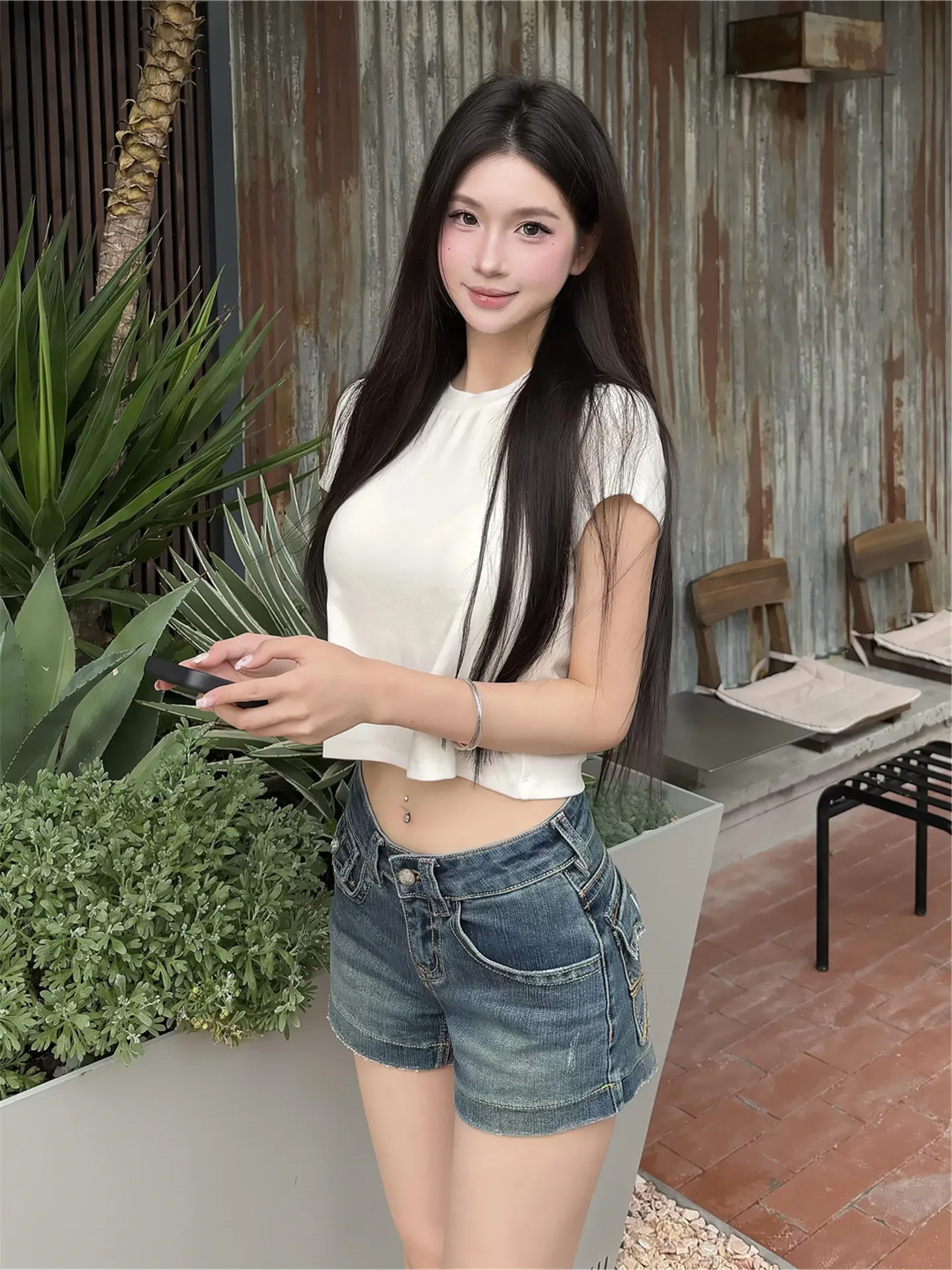 

Street Style Spicy Girl Heavy Work Low Waist Bamboo Pattern Denim Shorts Women Summer Slimming Butt Lifting Hot Pants