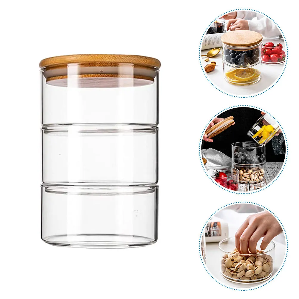 

1Set Transparent Salad Serving Bowl Stackable Fruit Holder Refrigerator Food Fresh-Keeping Bowl Easy Clean Multi-Use