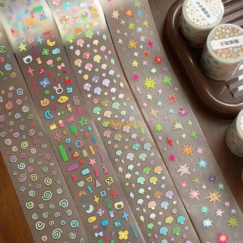 C90C Star Decorative Sticker Doodles Sticker Tape Hand Account Sticker Mushroom Sticker Journal Supplies