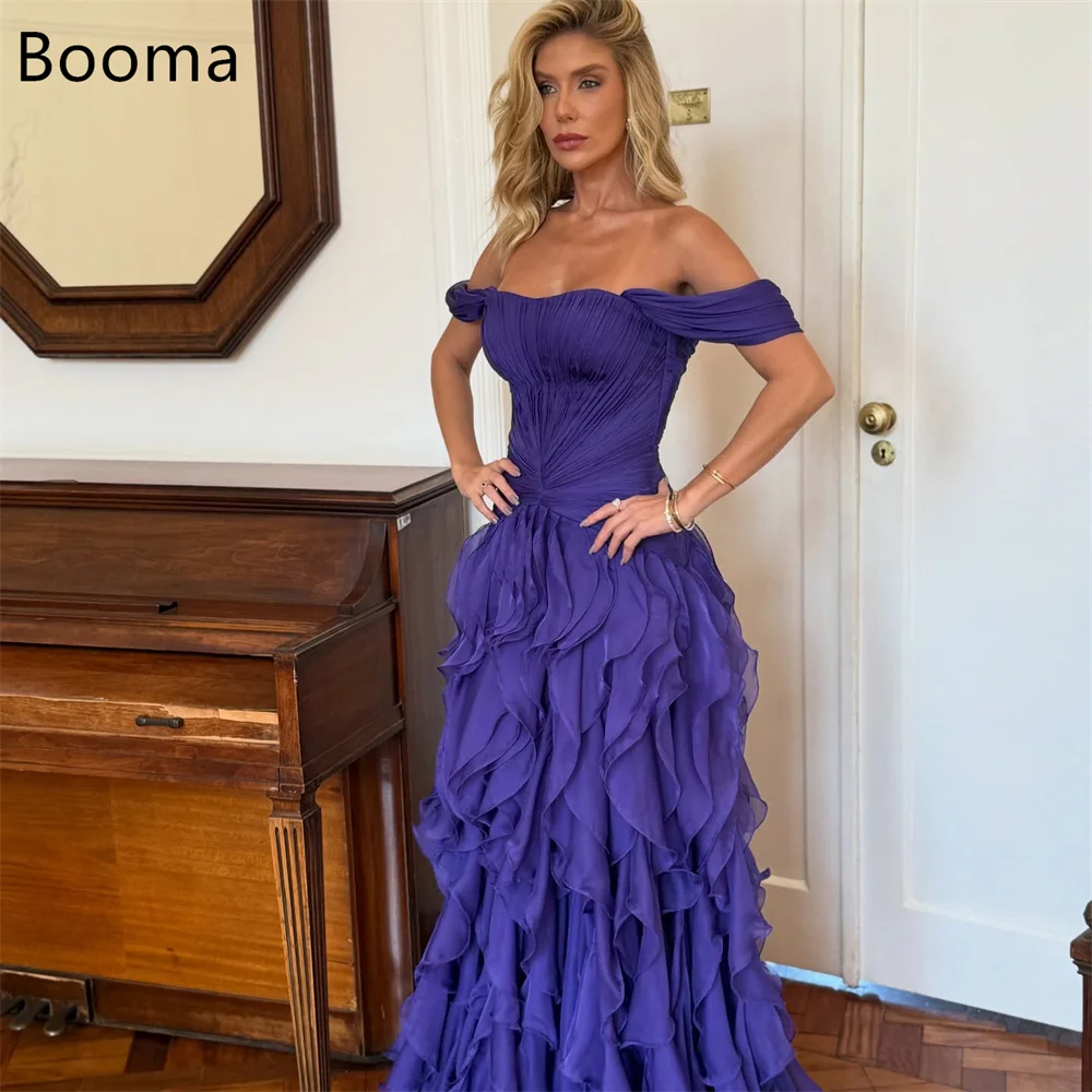 

Booma A-Line Off The Shoulder Pleat Shiny Evening Dresses Long Formal Dresses for Women Long Elegant Prom Gowns Custom Made