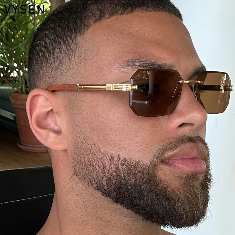 

Vintage Punk Rectangle Rimless Sunglasses Men 2026 Luxury Brand Geometric Polygon Sun Glasses Male Trendy Square Shades Eyewear