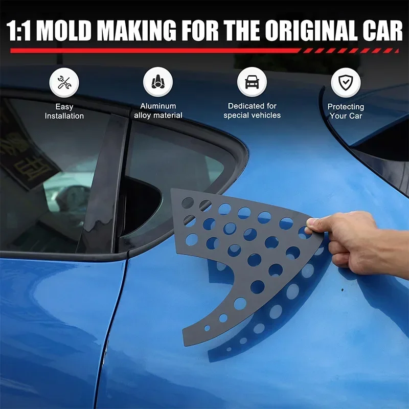 

For Seat Leon 2008-2012 Aluminum Alloy Black Car Rear Triangle Window Honeycomb Panel Trim Cover Car Accessories