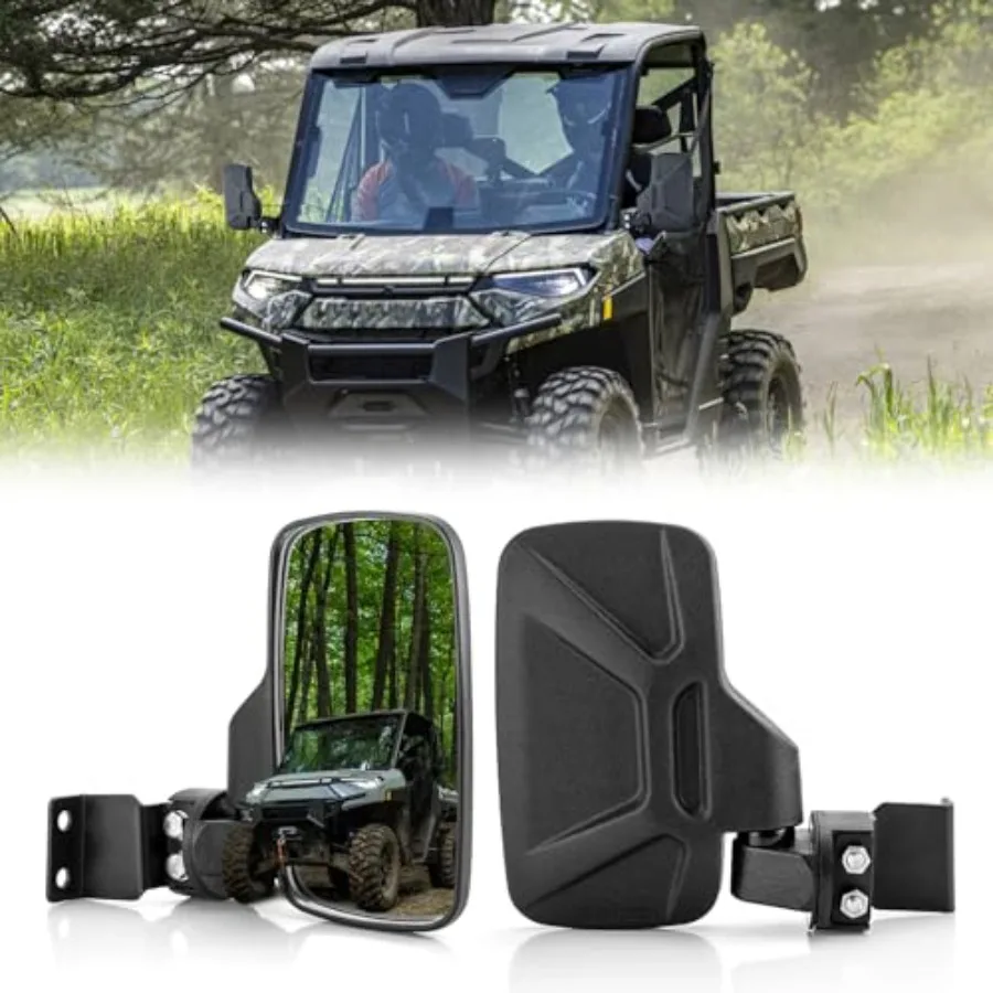 

UTV Mirrors Side View Large UTV Side Mirrors Compatible with Polaris Ranger 500/570/900 XP Side by Side Mirror with Lock and Ri