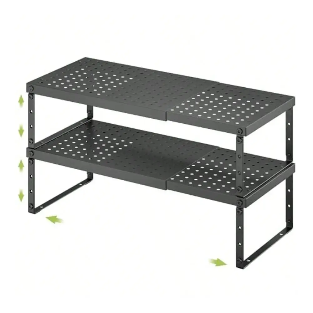 

Cabinet Organizer Shelf With Adjustable Height Stackable Kitchen Countertop Organizer Rack Adjustable Shelf Riser For Kitchen C